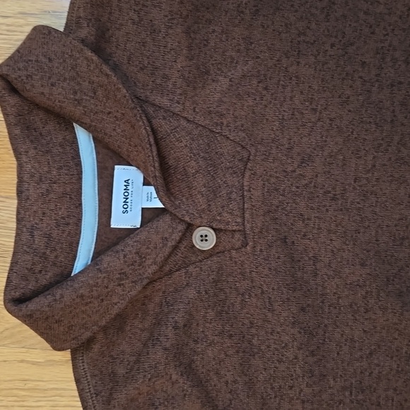 SONOMA BRAND BOYS BROWN "SHAWL NECK" SWEATER FLEECE SIZE LARGE 14/16 - Picture 2 of 13